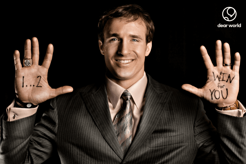 Drew Brees Brain Tattoo portrait, Super Bowl MVP