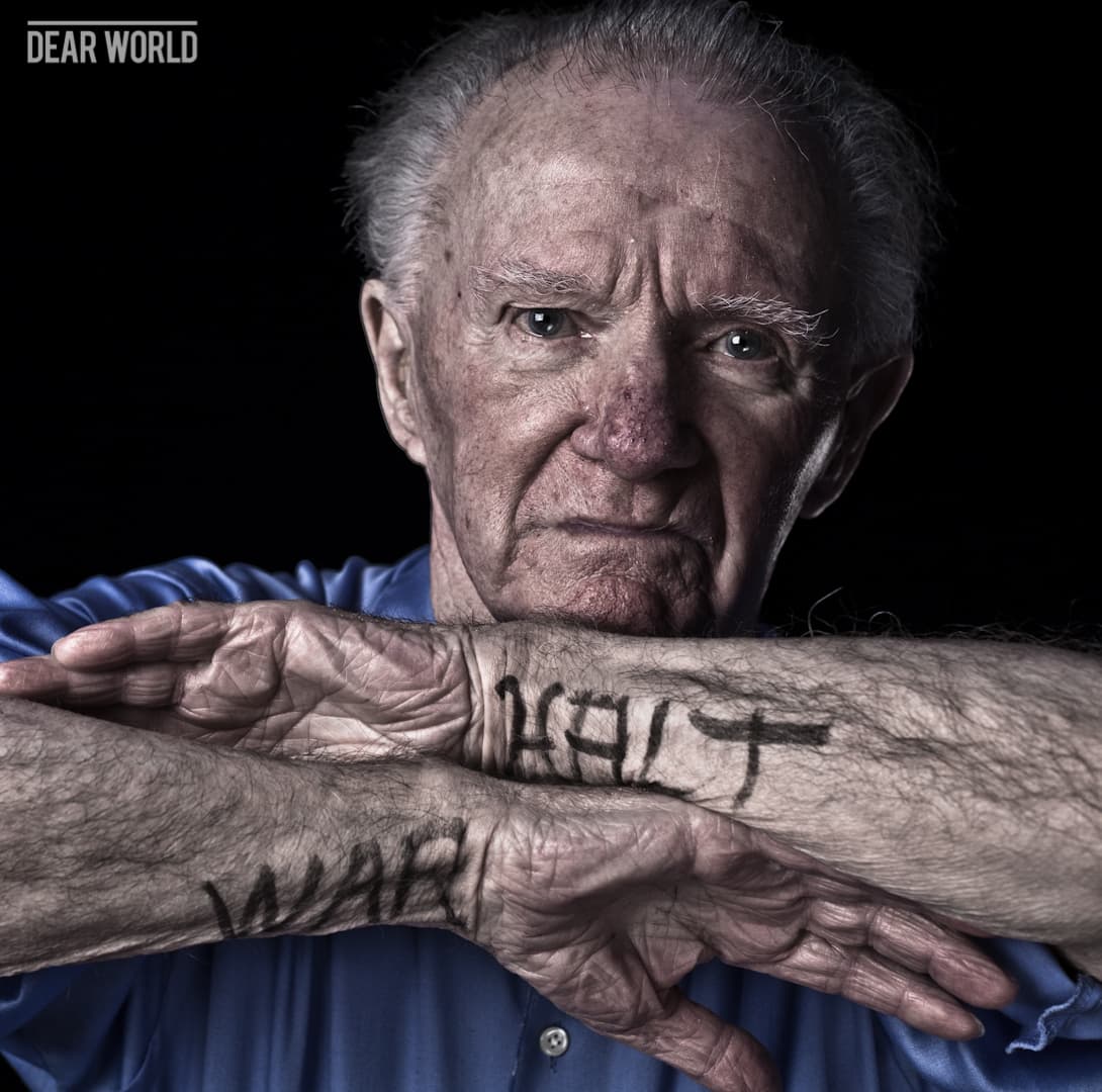 Charles Dolan Brain Tattoo portrait, WWII Veteran