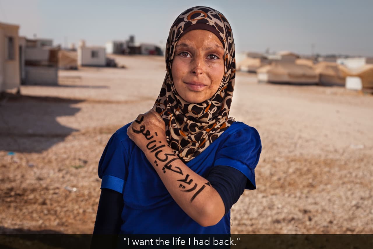 Huda Brain Tattoo portrait, Syrian refugee — I want the life I had back